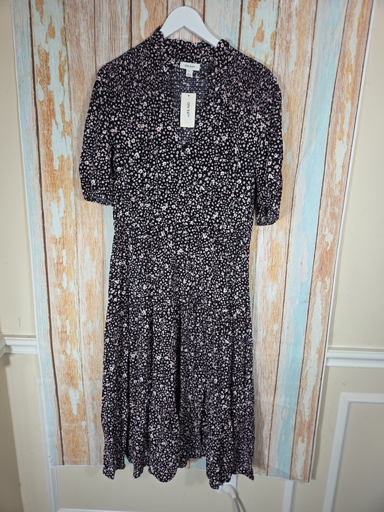 ON 34th Dresses & Skirts - On 34th Floral Midi Dress - Black with Pink Blossom Print. Size Large
